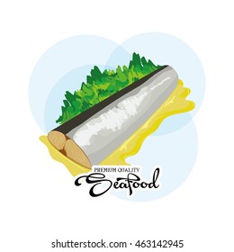 Isolated sea food on white background, Vector illustration