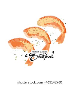Isolated sea food on white background, Vector illustration