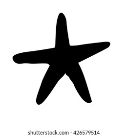 isolated sea star silhouette on white background