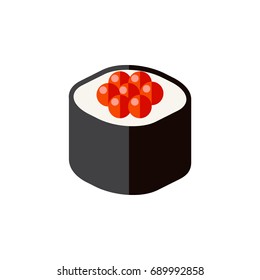 Isolated Seafood Flat Icon. Japanese Food Vector Element Can Be Used For Japanese, Food, Rolls Design Concept.