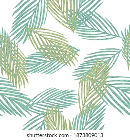 Isolated seamless botanic new year pattern with green and blue fir branches. White background. Decorative backdrop for fabric design, textile print, wrapping, cover. Vector illustration.