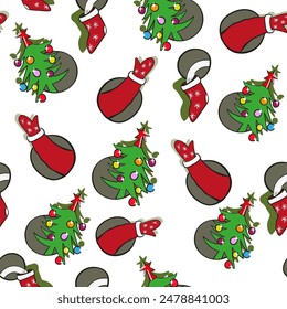 isolated seamless new year pattern in vector. image for poster sticker design print banner wallpaper wrapping backdrop