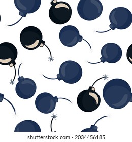 Isolated seamless pattern with brown and blue bomb print. White background. Random weapon backdrop. Perfect for fabric design, textile print, wrapping, cover. Vector illustration.