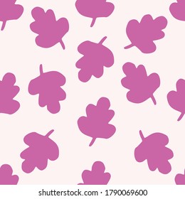 Patrón aislado sin fisuras con silueta de hojas florales. Fondo blanco y adorno de hierbas rosas. Diseño sencillo. Papel tapizado, papel envolvente, papel textil, tela. Ilustración vectorial.