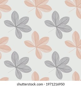 Isolated seamless pattern with hand drawn doodle scheffler flowers shapes. Pastel pink and purple colors. Designed for fabric design, textile print, wrapping, cover. Vector illustration.