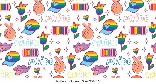 isolated seamless pattern lgbt and pride in vector. image for backdrops prints wallpaper wrapping textile