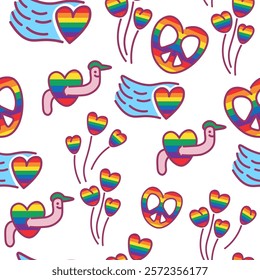 isolated seamless pattern lgbt and pride in vector. image for backdrops prints wallpaper wrapping textile