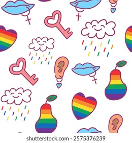 isolated seamless pattern lgbt and pride in vector. image for backdrops prints wallpaper wrapping textile