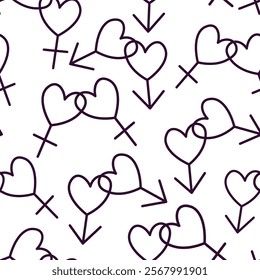 isolated seamless pattern with lgbt symbols in doodle style in vector. image for backdrops prints wallpaper wrapping textile