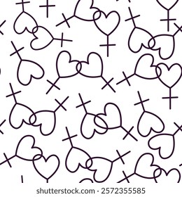 isolated seamless pattern with lgbt symbols in doodle style in vector. image for backdrops prints wallpaper wrapping textile