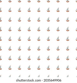 Isolated seamless pattern with little sailbot ship elements print. White background. Simple transport print. Designed for fabric design, textile print, wrapping, cover. Vector illustration.