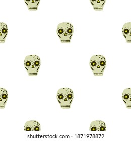 Isolated seamless pattern with mexican skull decor ornament. Beige skeleton shapes on white backgound. Stock illustration. Vector design for textile, fabric, giftwrap, wallpapers.