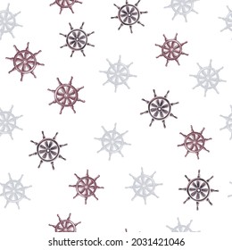 Isolated seamless pattern with random ship helm elements print. White background. Nautical artwork. Designed for fabric design, textile print, wrapping, cover. Vector illustration.