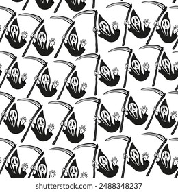 isolated seamless pattern a scream mask in doodle style. object for poster backgrounds, backdrop, wallpaper, wrapping, textile, print