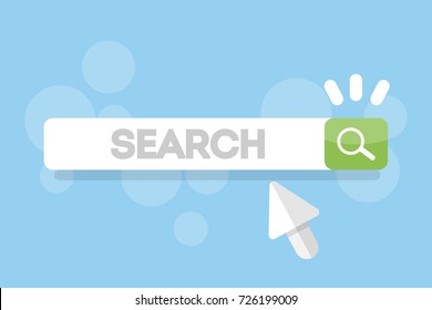 Isolated search bar with mouse pointer and magnifying glass.