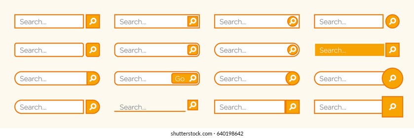 Isolated search bar template set Orange bordered