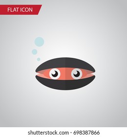 Isolated Seashell Flat Icon. Scallop Vector Element Can Be Used For Seashell, Scallop, Mollusk Design Concept.