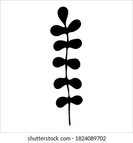 Isolated seaweed silhouette. Isolated objects on white background. Hand-drawn silhouette for game, app, banner, swimming pool, print and kids.