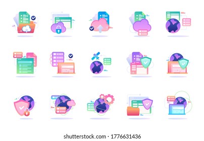 Isolated Security Data Icon Pack with Multicolor style