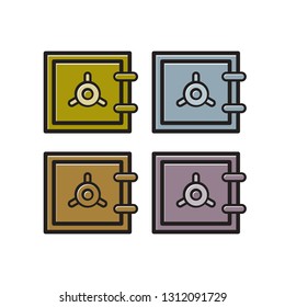 isolated security safe icon color variations vector illustration