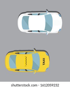 isolated sedan car vector set two option 
normal and taxi