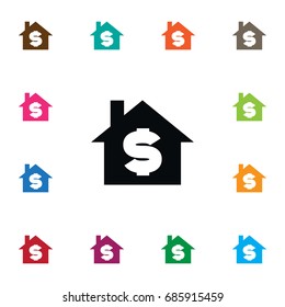 Isolated Sell Icon. House Vector Element Can Be Used For Sell, House, Dollar Design Concept.
