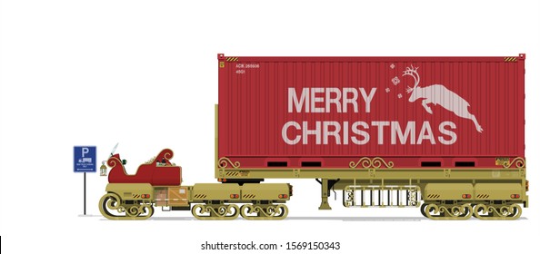 Isolated semi truck trailer sleigh at the parking lot
