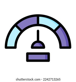 Isolated seo optimization in color filled icon on white background. Speedometer, boost, accelerate, web performance