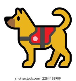 Isolated Service Dog Animal Vector Icon, Emoji, Emoticon