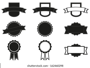 Isolated set of 12 black and white badges