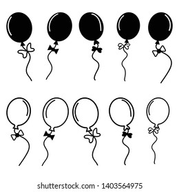 Isolated set balloon hand draw doodle vector style
Balloon hand draw coloring. Decorate design for birthday.