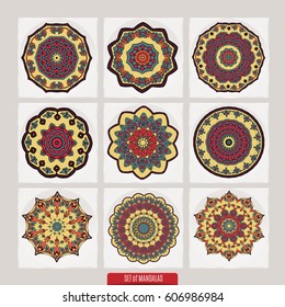 Isolated Set of beautiful ornamental mandalas chakras