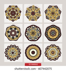 Isolated Set of beautiful ornamental mandalas chakras