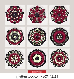 Isolated Set of beautiful ornamental mandalas chakras