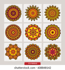 Isolated Set of beautiful ornamental mandalas chakras