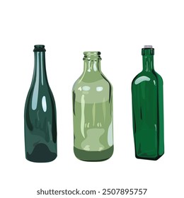 Isolated set of bottle.Vector illustration.