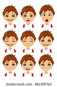 Isolated set of boy avatar expressions