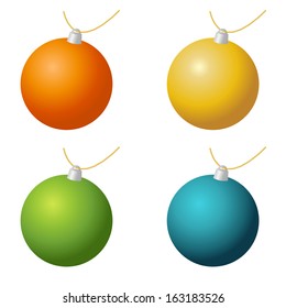 Isolated set of christmas ornaments in different colors