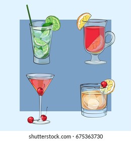 Isolated Set of Cocktails