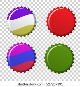 Isolated set of colorful bottle caps. transparent background isolated vector illustration. vector