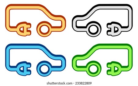 isolated set with colorful electrical vehicle icon
