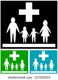 isolated set, colorful medical icons for family health care