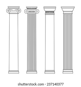 isolated set of columns. black and white line drawing. Vector illustration