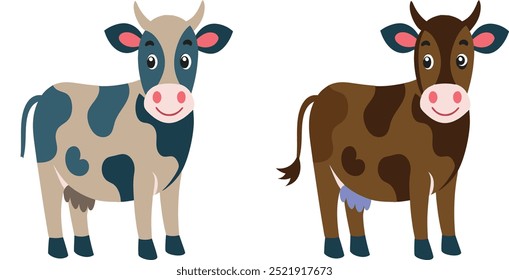 isolated set of cows on a white background vector file