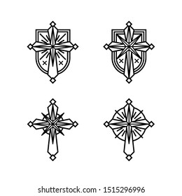 Isolated set of crosses logo design