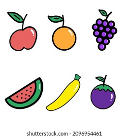 Isolated set of cute fruits 