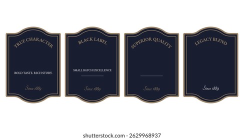 Isolated Set of dark blue vintage Labels