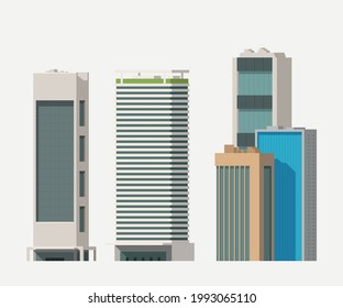 isolated set of different modern sky scrappers