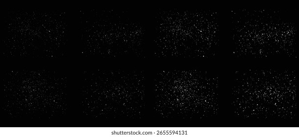 Isolated set of falling white snowflakes background design