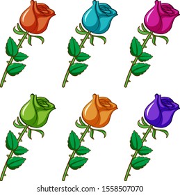 Isolated set of flower in different colors illustration